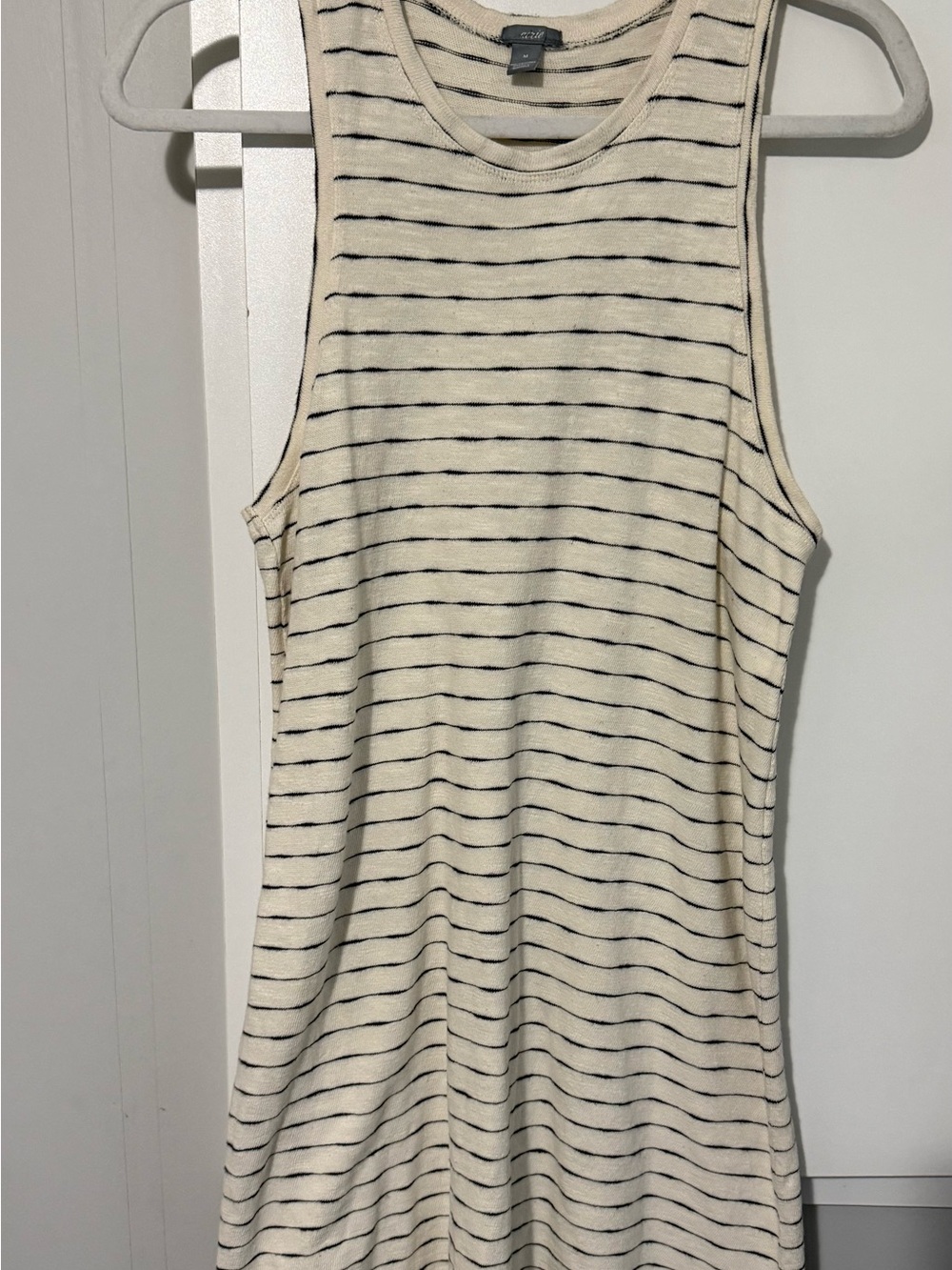 133. aerie Cream and Black Striped Sleeveless Dress Nautical Coastal Medium